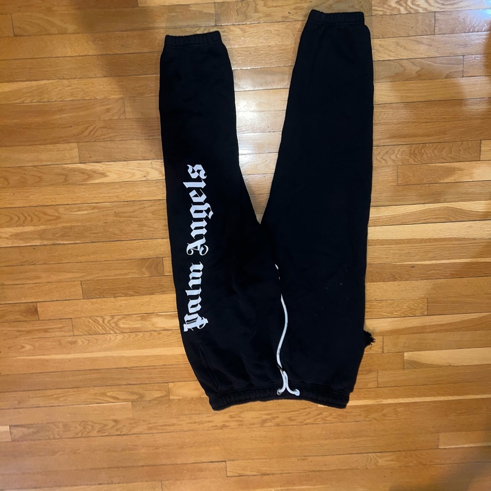 Palm Angels Black Sweatpants with Elastic Cuffs small tear in pocket